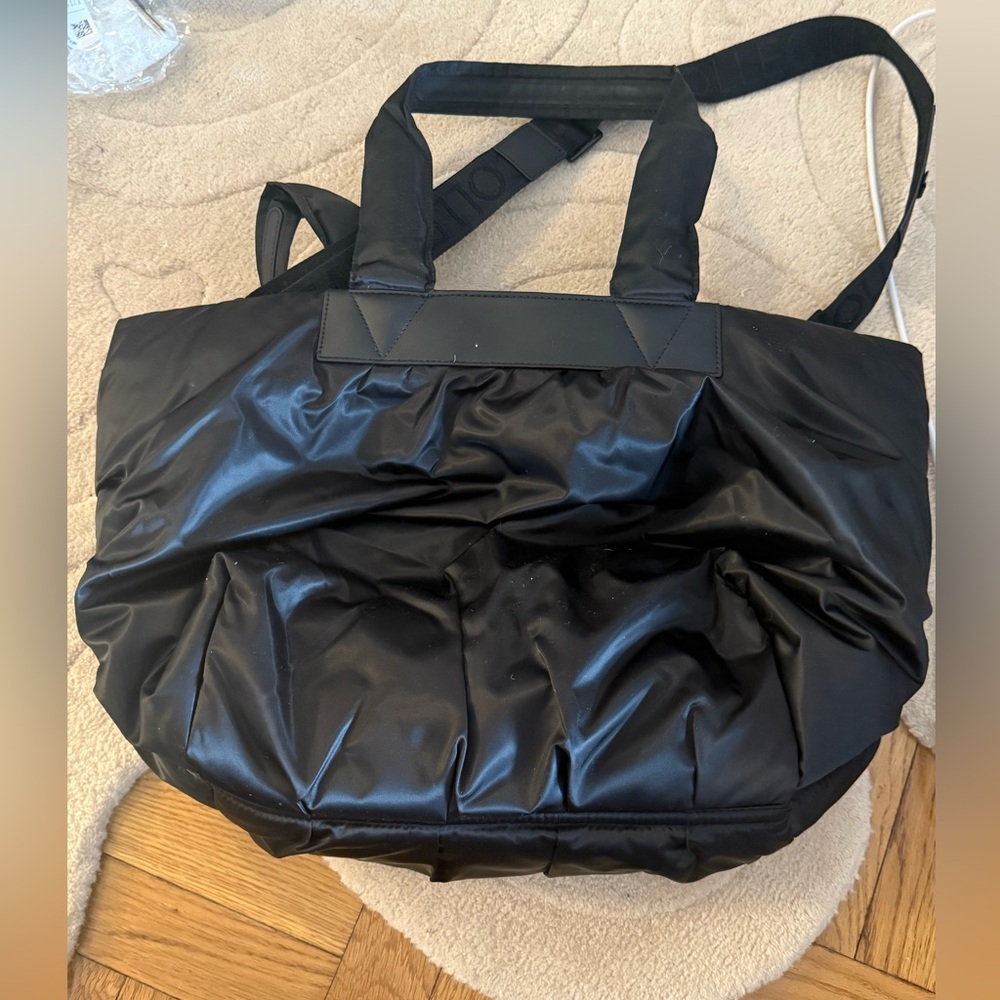 Black Quilted Duffel Bag with Water-Resistant Material